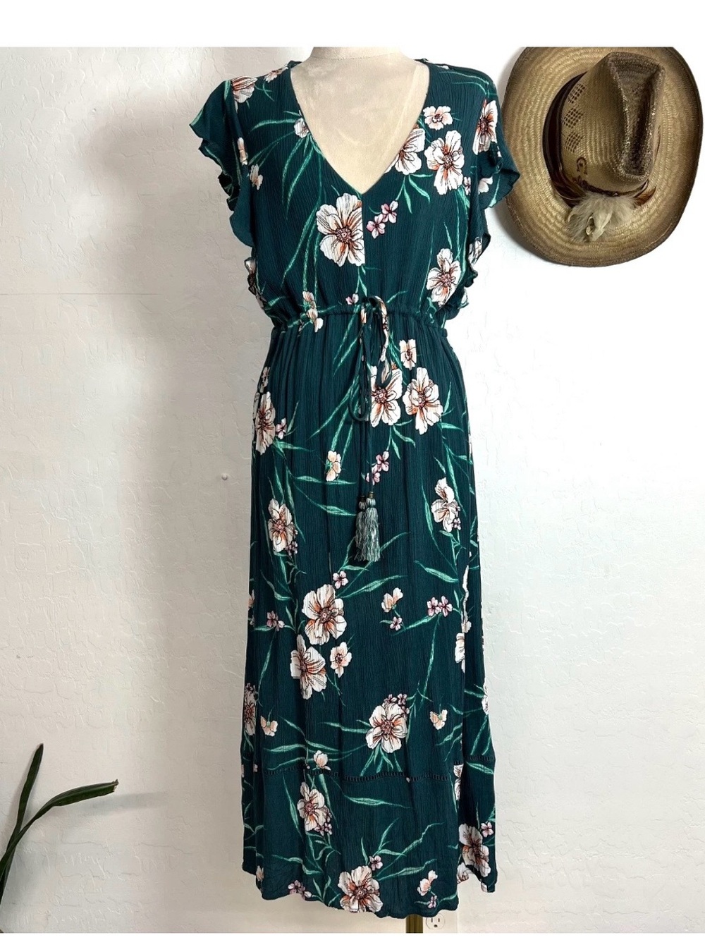 Knox Rose Teal Floral Maxi Dress with Tie Waist